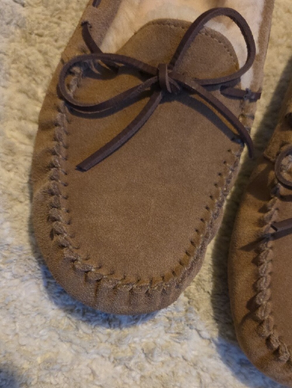 UGG Women's Tan Suede Shearling Moccasins - Picture 8 of 11
